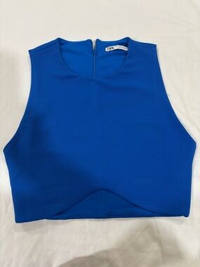 ZARA Cobalt Blue Sleeveless Crop Top